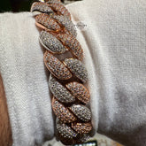 Moissanite Rose Two Tone 15mm Miami Cuban Bracelet 8.5"