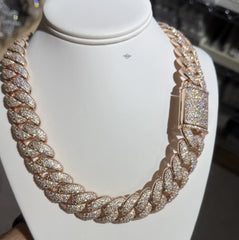 Moissanite 22mm 22" Rose Mosaic Cuban Chain
