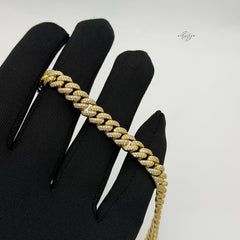 8mm Miami Cuban Link Moissanite Bracelet 8” Gold Over 925 Sterling Silver Iced Out Diamond Look Bracelet for Men Women Hip Hop Jewelry Gift