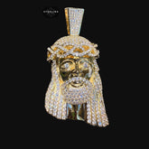 Large Jesus Thorns Iced Out Pendant - 14k Gold Plated