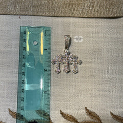 Triple Cross 14K White Gold Plated Iced Pendant