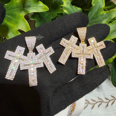 Triple Cross Baguette Iced Out Pendant