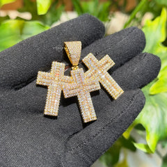 Triple Cross Baguette Iced Out Pendant
