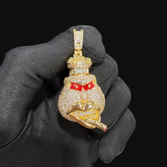 14k Gold Plated Iced Out Angry Duck Pendant