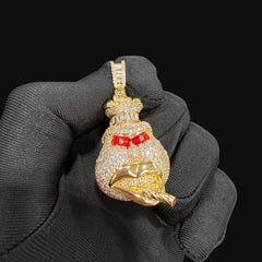 14k Gold Plated Iced Out Angry Duck Pendant
