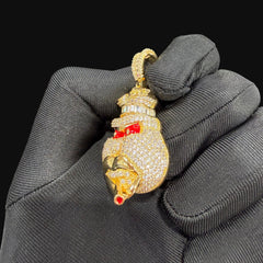 14k Gold Plated Iced Out Angry Duck Pendant