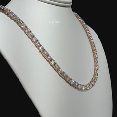 Moissanite 6mm Rose Gold Tennis Chain 925 Sterling Silver