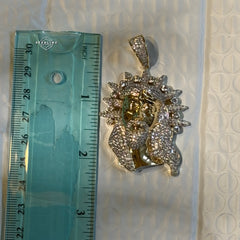 Iced Jesus Pendant Crown of Thorns CZ Diamond Hip Hop Chain Gold Plated Religious Bling Necklace Streetwear Jewelry Rope Chain