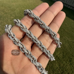 Moissanite Silver Iced Rope Chain - 7mm 22"