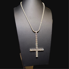 Large Upside Down Inverted Tennis Cross Pendant