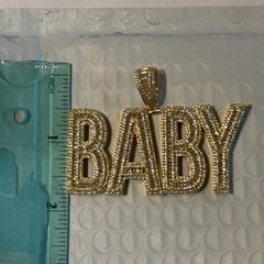 Baby Letter Pendant Iced Out CZ Diamond Hip Hop Chain Gold Plated Name Necklace Bling Statement Jewelry Rope Chain