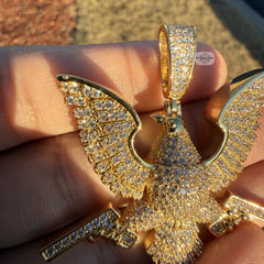 Eagle Guns 14k Gold Plated Iced Pendant