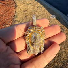 14K Gold Plated Iced Jesus Pendant