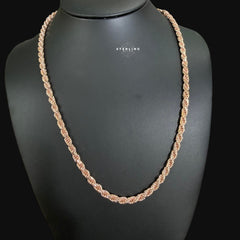 5mm Rose Gold Rope Chain Necklace 22 Inch 925 Sterling Silver Vermeil Made in Italy Heavy Italian Chain