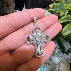 Moissanite Baguette Cross Pendant