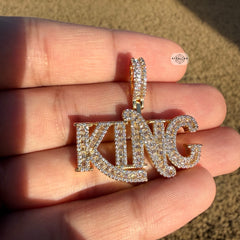 King Iced 14K Gold Plated Pendant + Steel Rope Chain