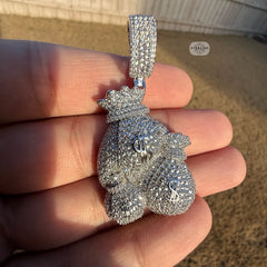 Moneybags Iced Out Pendant 14k White Gold Plated
