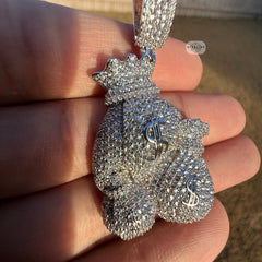 Moneybags Iced Out Pendant 14k White Gold Plated