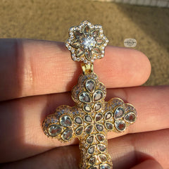 Pear Cut Cross Pendant 14k Gold Plated