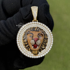 Lion Head Pendant β Gold Round Medallion