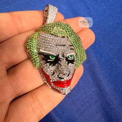 14K Gold Plated Clown Face Pendant Iced Out CZ Diamonds + Free Rope Chain