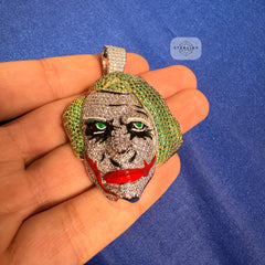 14K Gold Plated Clown Face Pendant Iced Out CZ Diamonds + Free Rope Chain