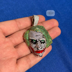 14K Gold Plated Clown Face Pendant Iced Out CZ Diamonds + Free Rope Chain