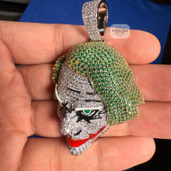 14K Gold Plated Clown Face Pendant Iced Out CZ Diamonds + Free Rope Chain