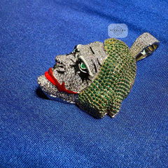 14K Gold Plated Clown Face Pendant Iced Out CZ Diamonds + Free Rope Chain