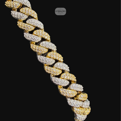 8mm Moissanite Miami Cuban Link Bracelet 8 Inch 14K Gold Plated Two Tone Iced Out Bracelet