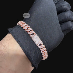 8mm Miami Cuban Link Moissanite Bracelet 8” Rose Gold Over 925 Sterling Silver Iced Out Diamond Look Bracelet for Men Women Hip Hop Jewelry Gift (Copy)
