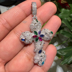 Moissanite Thorns Color Cross Pendant