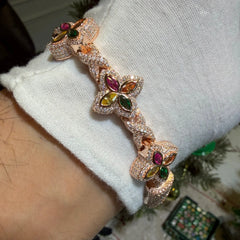 Moissanite Rose Star Infinity Bracelet 17mm 8"