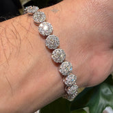 Moissanite Flower Cluster Bracelet 8"