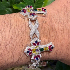 Moissanite Colorful Cross Infinity Bracelet 8"