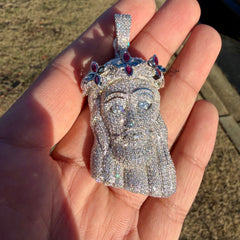 Moissanite Jesus Bust Color Pendant