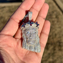 Moissanite Jesus Bust Color Pendant