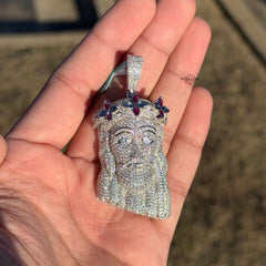 Moissanite Jesus Bust Color Pendant