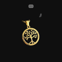 Gold Tree of Life Pendant Necklace, Stainless Steel Necklace for Men Women, Symbolic Family Pendant, 14K Gold Waterproof Necklace, Gift