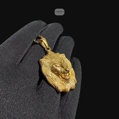 Gold Lion Pendant Necklace, Stainless Steel Necklace for Men, Lion Head Pendant, 14K Gold Waterproof Necklace, Gift for Him, Hypoallergenic Jewelry