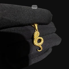Gold Snake Pendant Necklace, Stainless Steel Necklace for Men, Cobra Pendant, 14K Gold Waterproof Necklace, Gift for Him, Hypoallergenic Jewelry