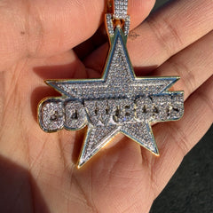 Cowboys 14K Gold Plated Iced Pendant