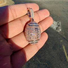 Moissanite Football Rose Iced Pendant