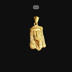 Gold Jesus Face Pendant Necklace, Stainless Steel Necklace for Men, Religious Christian Pendant, 14K Gold Waterproof Necklace, Gift for Him