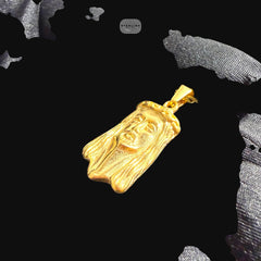 Gold Jesus Face Pendant Necklace, Stainless Steel Necklace for Men, Religious Christian Pendant, 14K Gold Waterproof Necklace, Gift for Him