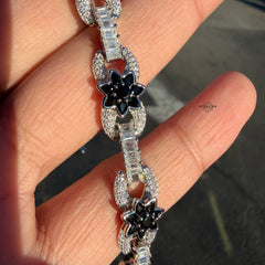 Moissanite Black and White Infinity Bracelet 8"