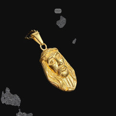 Gold Jesus Charm Pendant Necklace, Stainless Steel Necklace for Men, Religious Christian Pendant, 14K Gold Waterproof Necklace, Gift for Him (Copy)