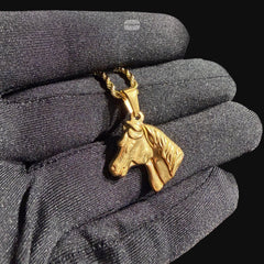 Gold Horse Pendant Necklace, Stainless Steel Necklace for Men, Horse Head Charm, 14K Gold Waterproof Necklace, Gift for Him, Equestrian Jewelry