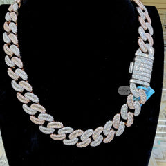 Moissanite 20mm Rose Baguette Cuban Chain
