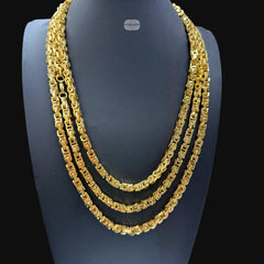 Gold 6mm Byzantine Chain Necklace or Bracelet, Mens 316L Stainless Steel, 14K Gold PVD Bonded, Waterproof Hypoallergenic Jewelry